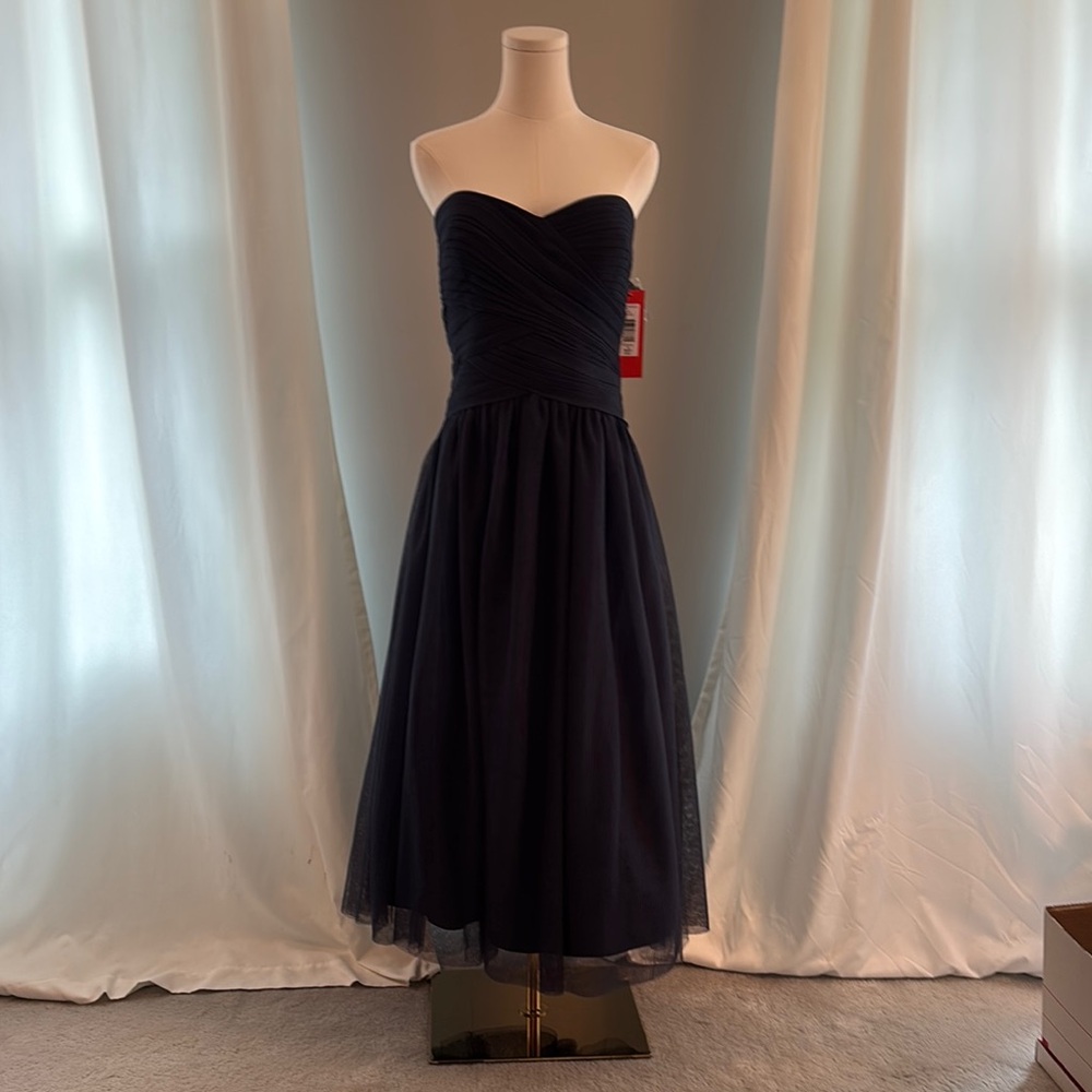 Elegant Navy Strapless Dress Navy Blue Monique Lhuillier Size16 Strapless Dress